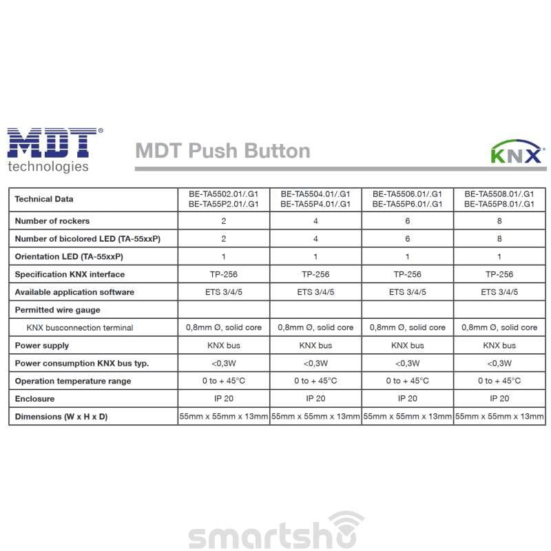 کلید هوشمند 8 پل MDT کد BE-TA55P8.01
