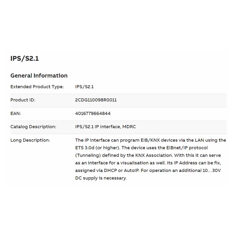 رابط دو طرفه KNX به IP شبکه ABB کد IPS/S 2.1